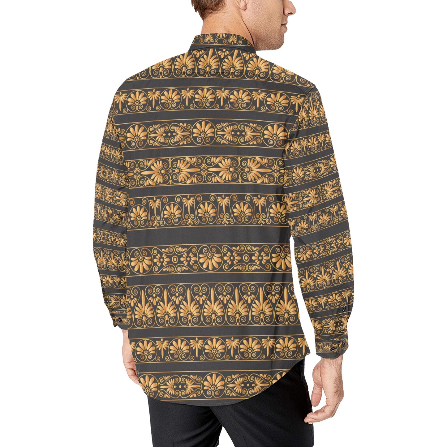 Ancient Greek Print Design LKS303 Men's Long Sleeve Dress Shirt