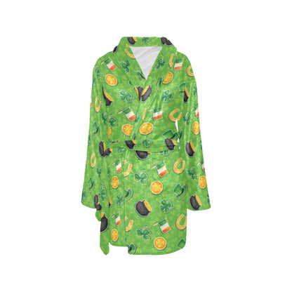 Shamrock Saint Patrick's Day Print Design LKS302 Women's Fleece Robe