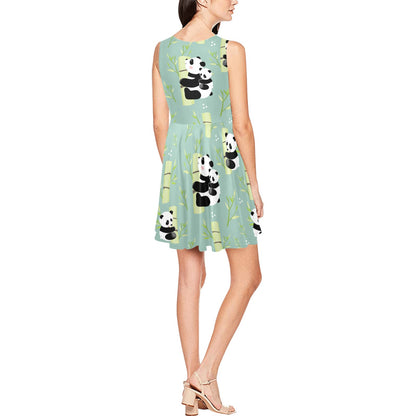 Panda Pattern Print Design A03 Sleeveless Dress