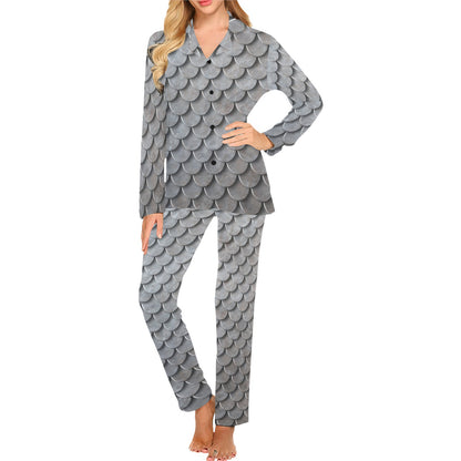 Armor Scales Pattern Print Design 03 Women's Long Pajama Set