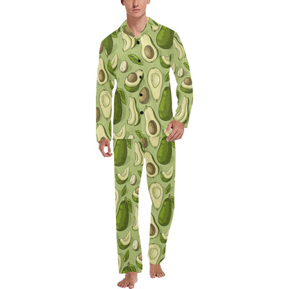 Avocado Pattern Print Design AC03 Men's Long Pajama Set