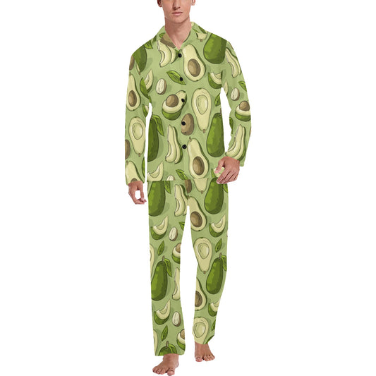 Avocado Pattern Print Design AC03 Men's Long Pajama Set