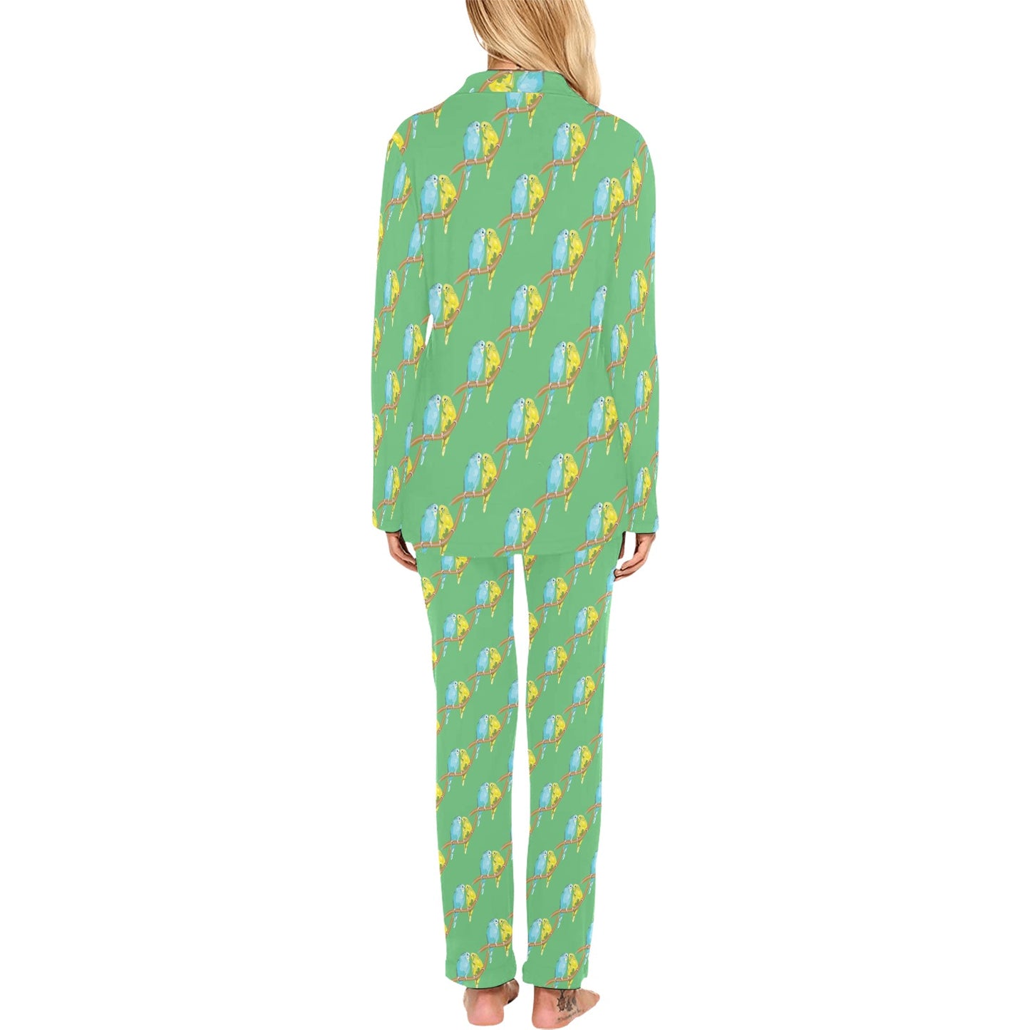 Budgerigar Pattern Print Design 01 Women's Long Pajama Set