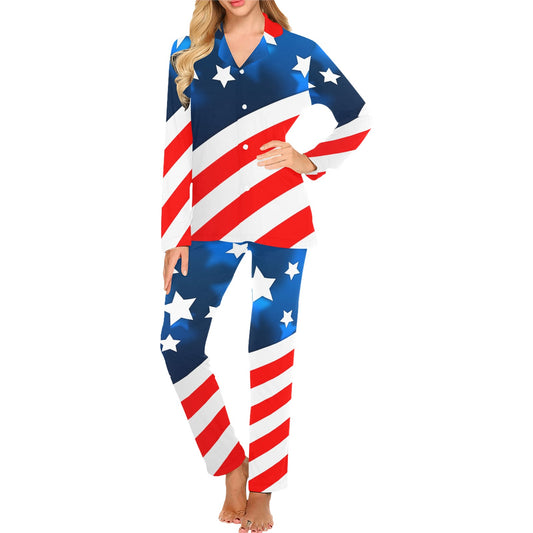 American flag Style Women's Long Pajama Set