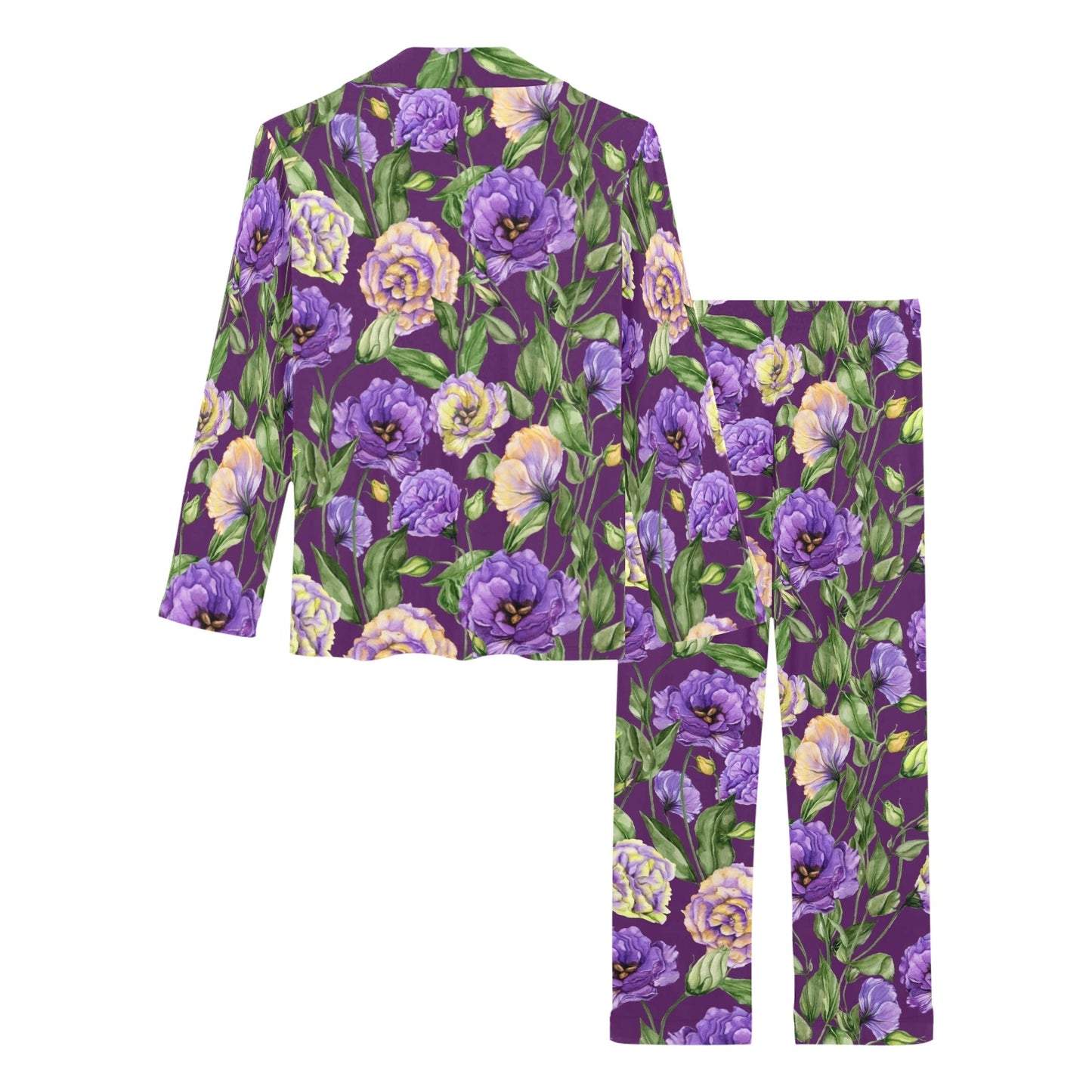 Lisianthus Pattern Print Design LT03 Women's Long Pajama Set