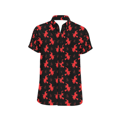 Witch Print Design LKS308 Men Short Sleeve Button Up Shirt