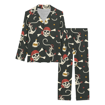 Pirate Pattern Print Design A02 Women's Long Pajama Set
