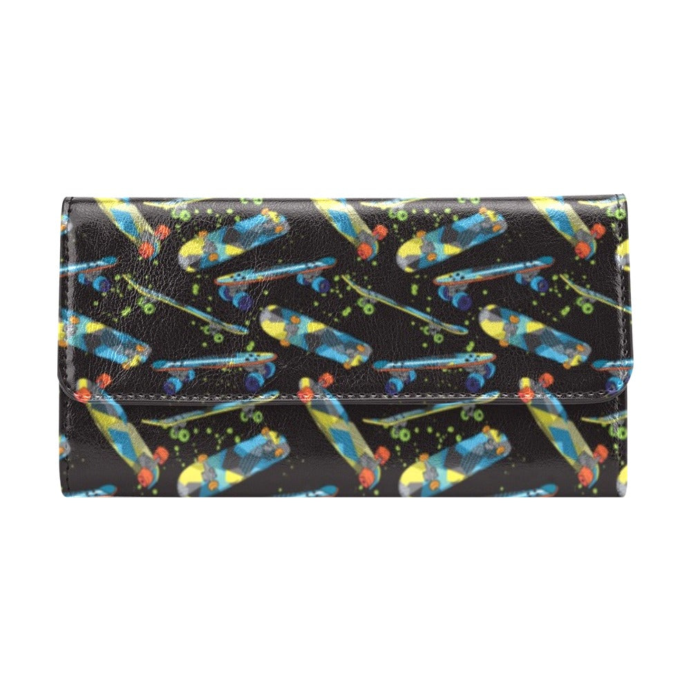 Skateboard Print Design LKS305 Women's Trifold Wallet