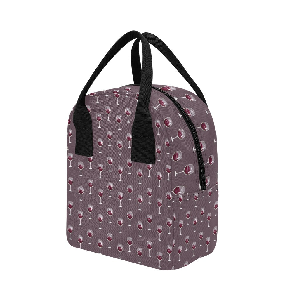 Wine Glass Pattern Print Design LKS305 Insulated Lunch Bag
