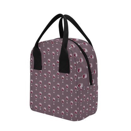 Wine Glass Pattern Print Design LKS305 Insulated Lunch Bag