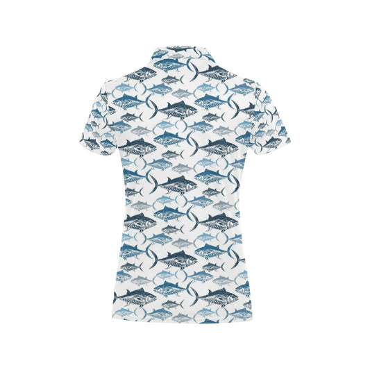 Tuna Fish Print Design LKS303 Women's Polo Shirt