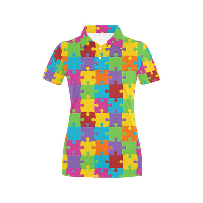 Autism Awareness Pattern Print Design 02 Women's Polo Shirt