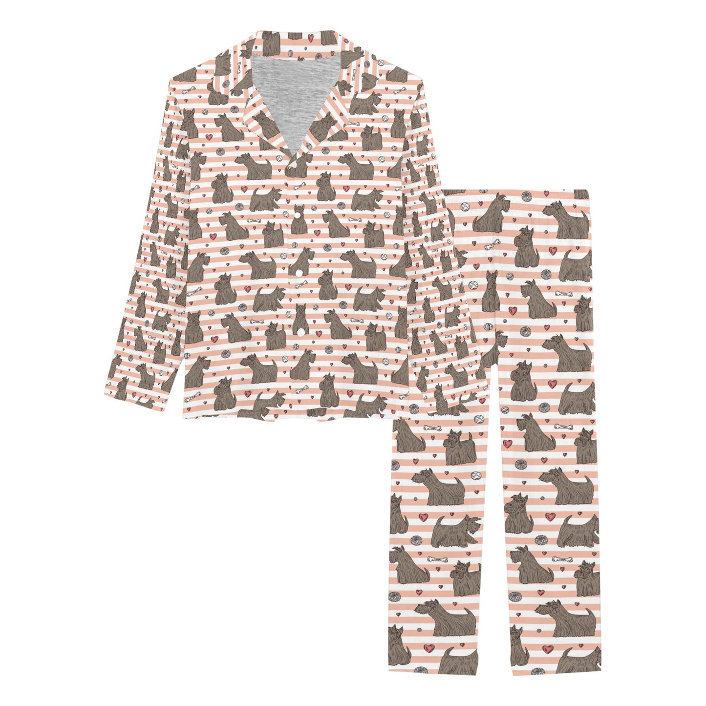 Scottish Terriers Print Design LKS3016 Women's Long Pajama Set