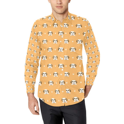 Shih Tzu Print Design LKS303 Men's Long Sleeve Dress Shirt