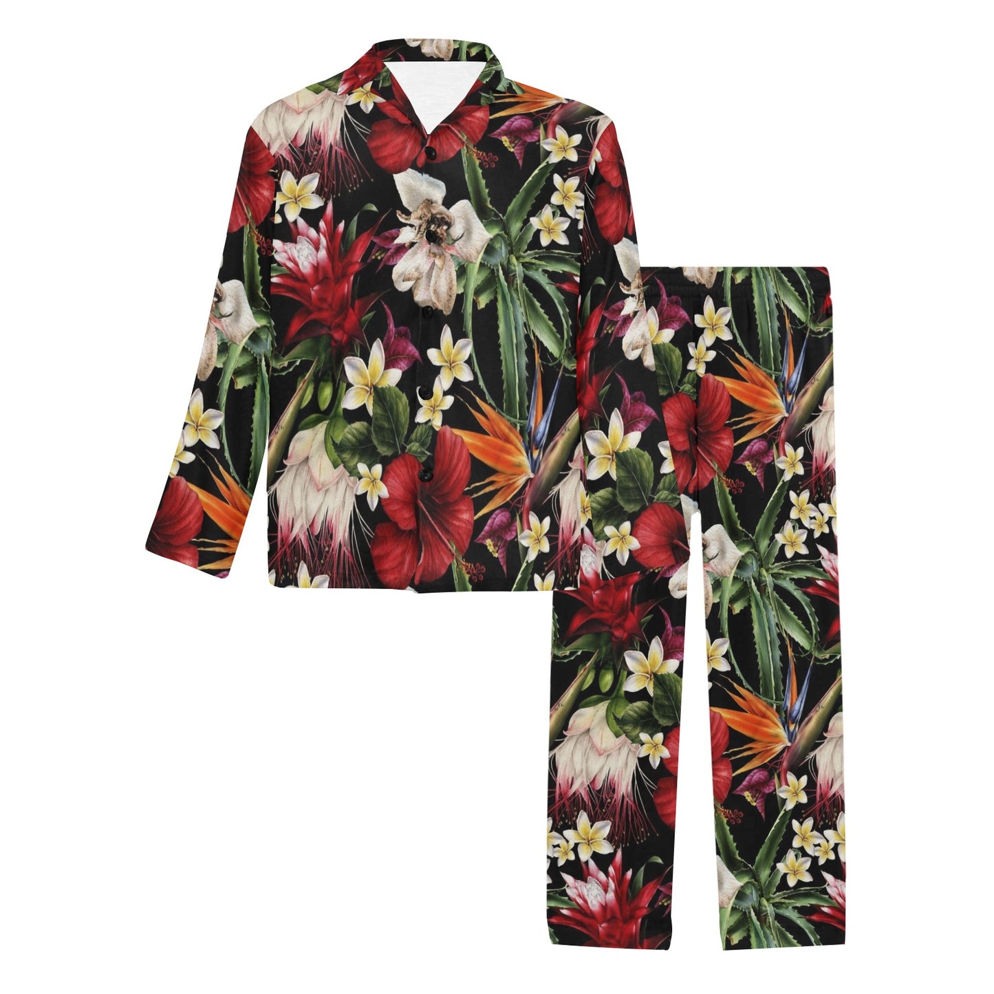 Summer Floral Pattern Print Design SF03 Men's Long Pajama Set