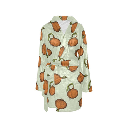 Onion Pattern Print Design A05 Women's Fleece Robe