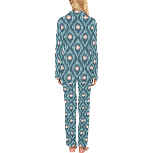 Ikat Print Design LKS402 Women's Long Pajama Set