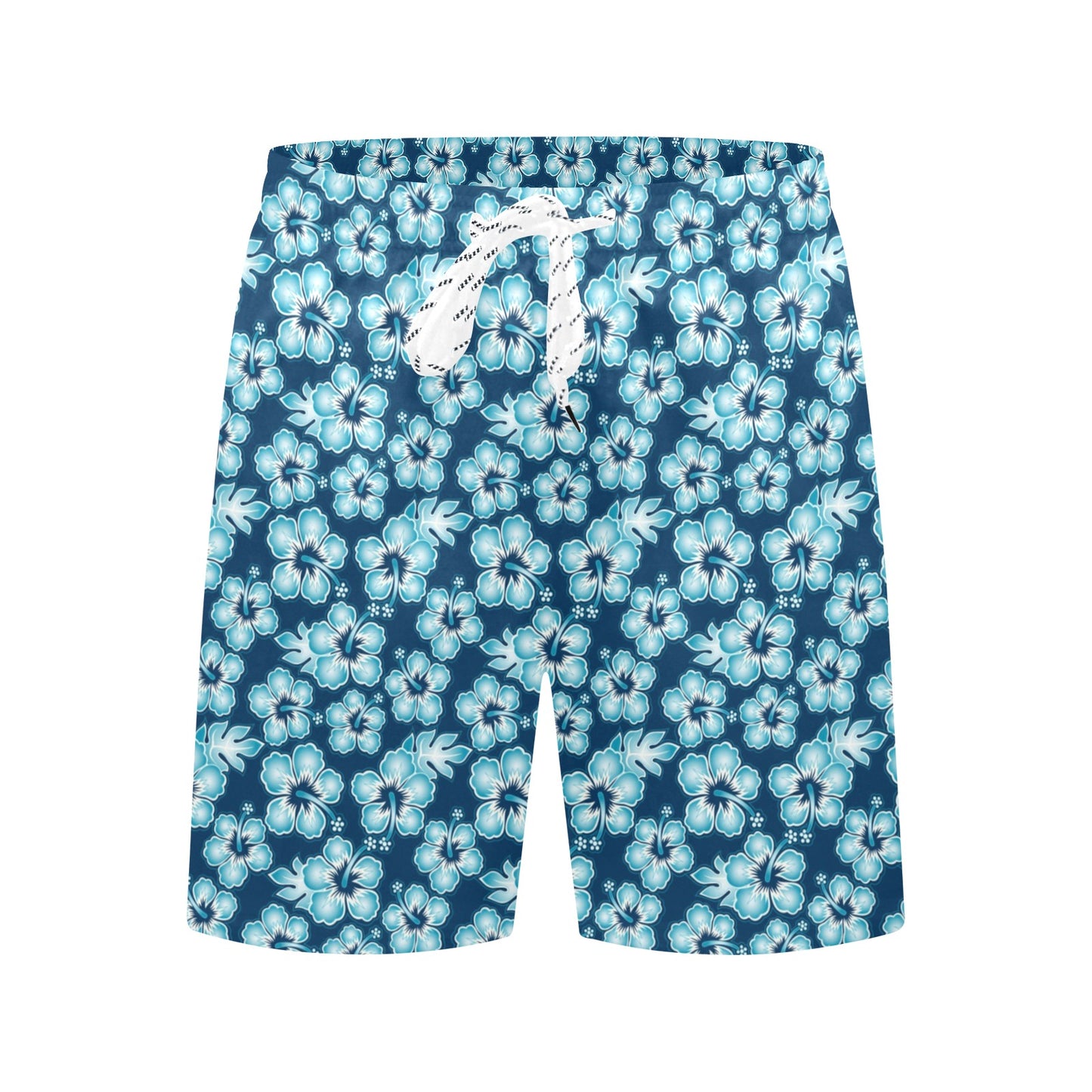 Hibiscus Flower Hawaiian Themed Men's Swim Trunks Beach Shorts