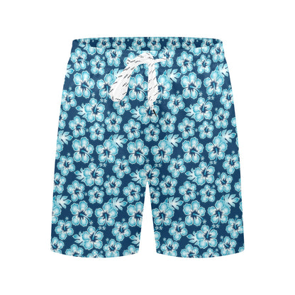 Hibiscus Flower Hawaiian Themed Men's Swim Trunks Beach Shorts