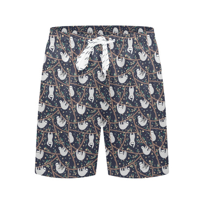 Sloth Happy Design Themed Print Men's Swim Trunks Beach Shorts