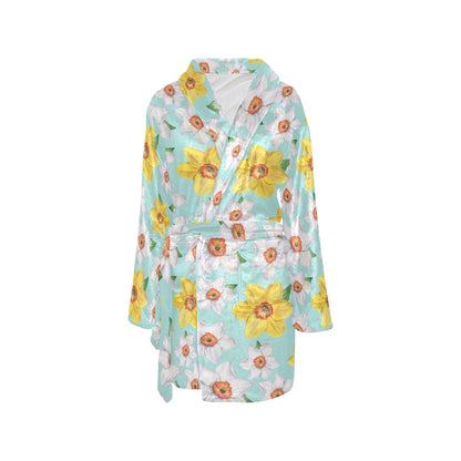 Daffodils Pattern Print Design DF07 Women's Fleece Robe