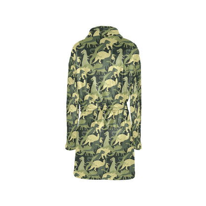 Camouflage Dinosaur Pattern Print Design 03 Women's Fleece Robe