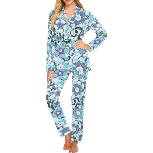 Carnations Pattern Print Design CN04 Women's Long Pajama Set