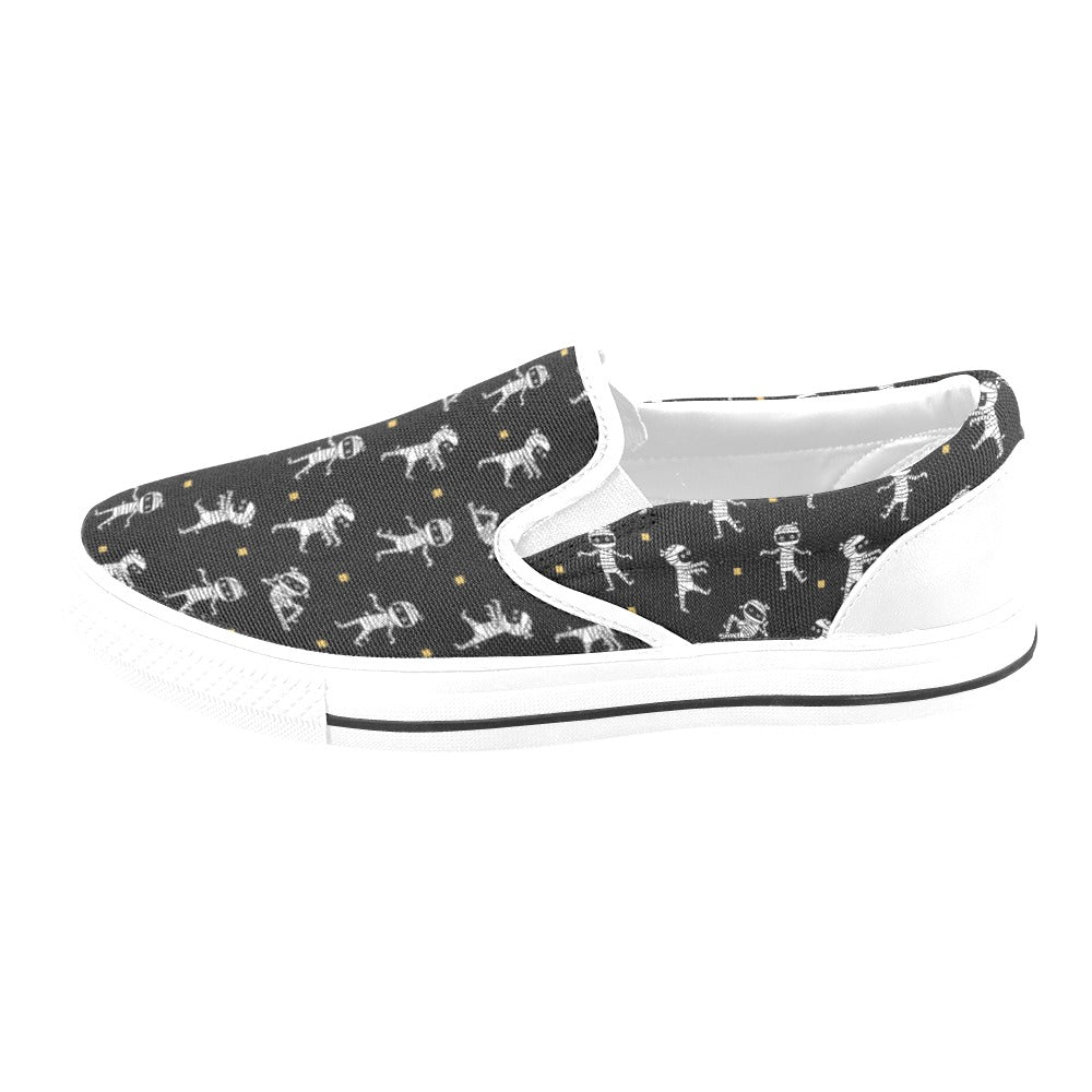 Mummy Cute Print Design LKS301 White Slip Ons Canvas Women's Shoes