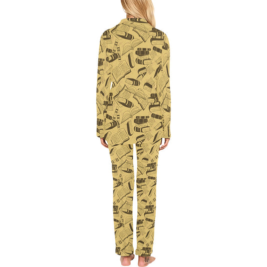 Book Pattern Print Design 02 Women's Long Pajama Set