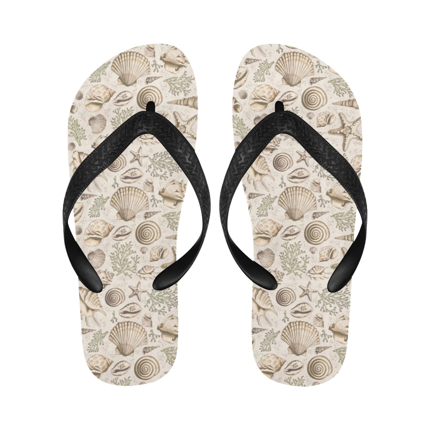 Seashell Print Design LKS304 Flip Flops
