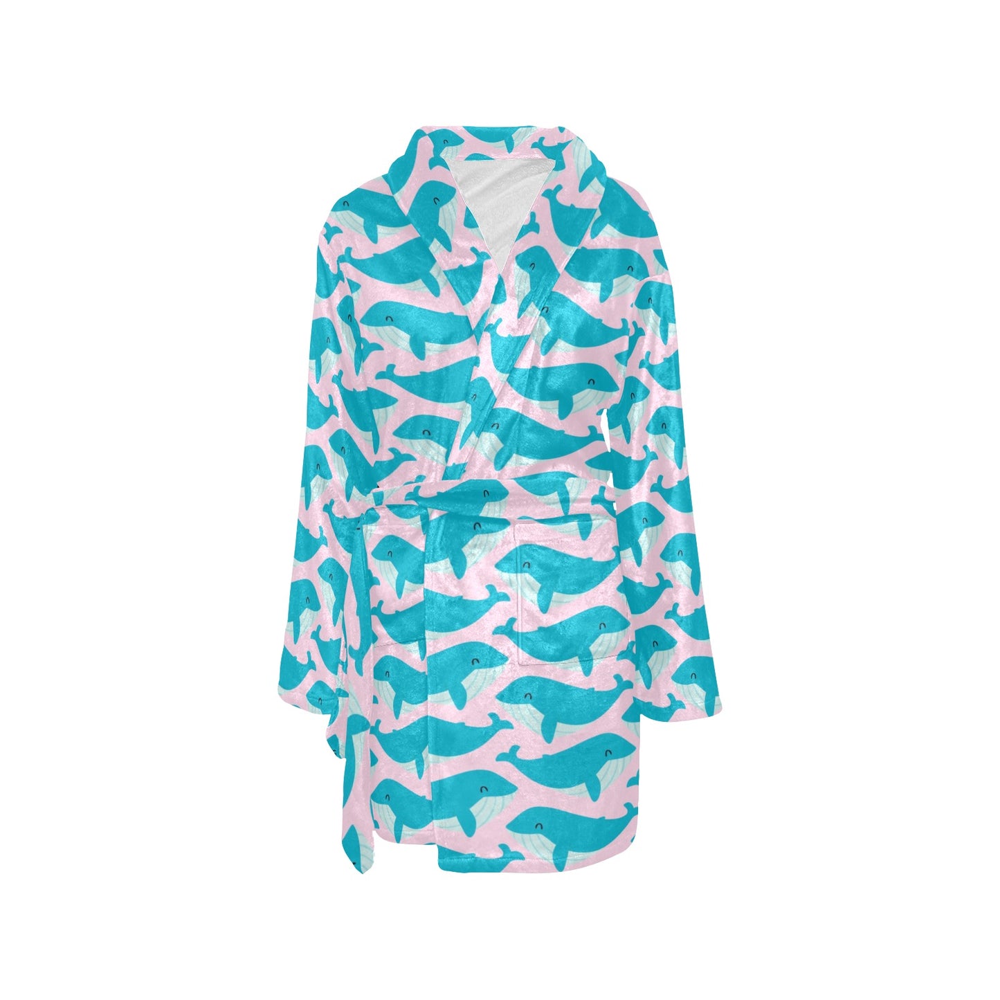 Whale Print Design LKS302 Women's Fleece Robe