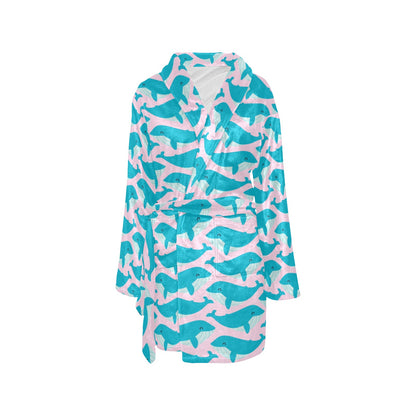 Whale Print Design LKS302 Women's Fleece Robe