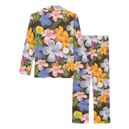 Plumeria Pattern Print Design PM03 Women's Long Pajama Set