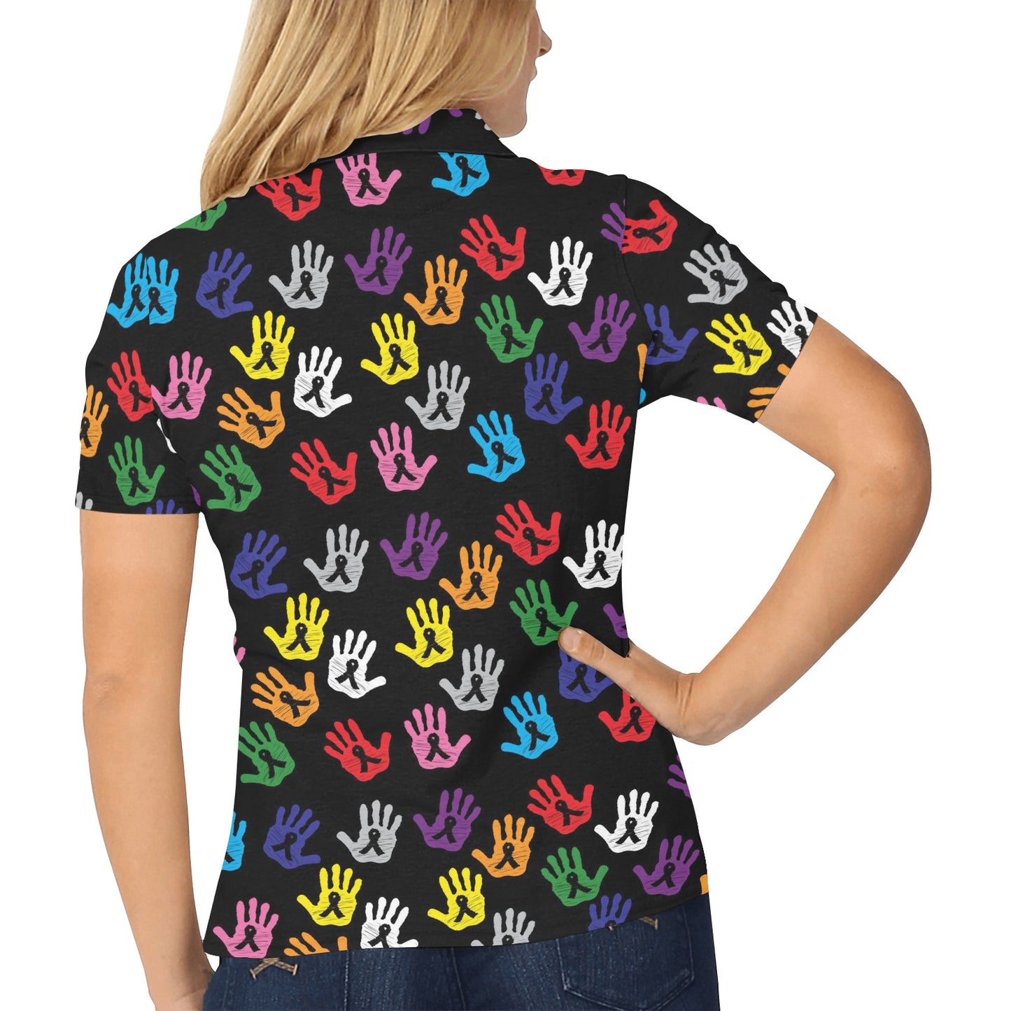 Cancer Awareness Pattern Print Design 04 Women's Polo Shirt