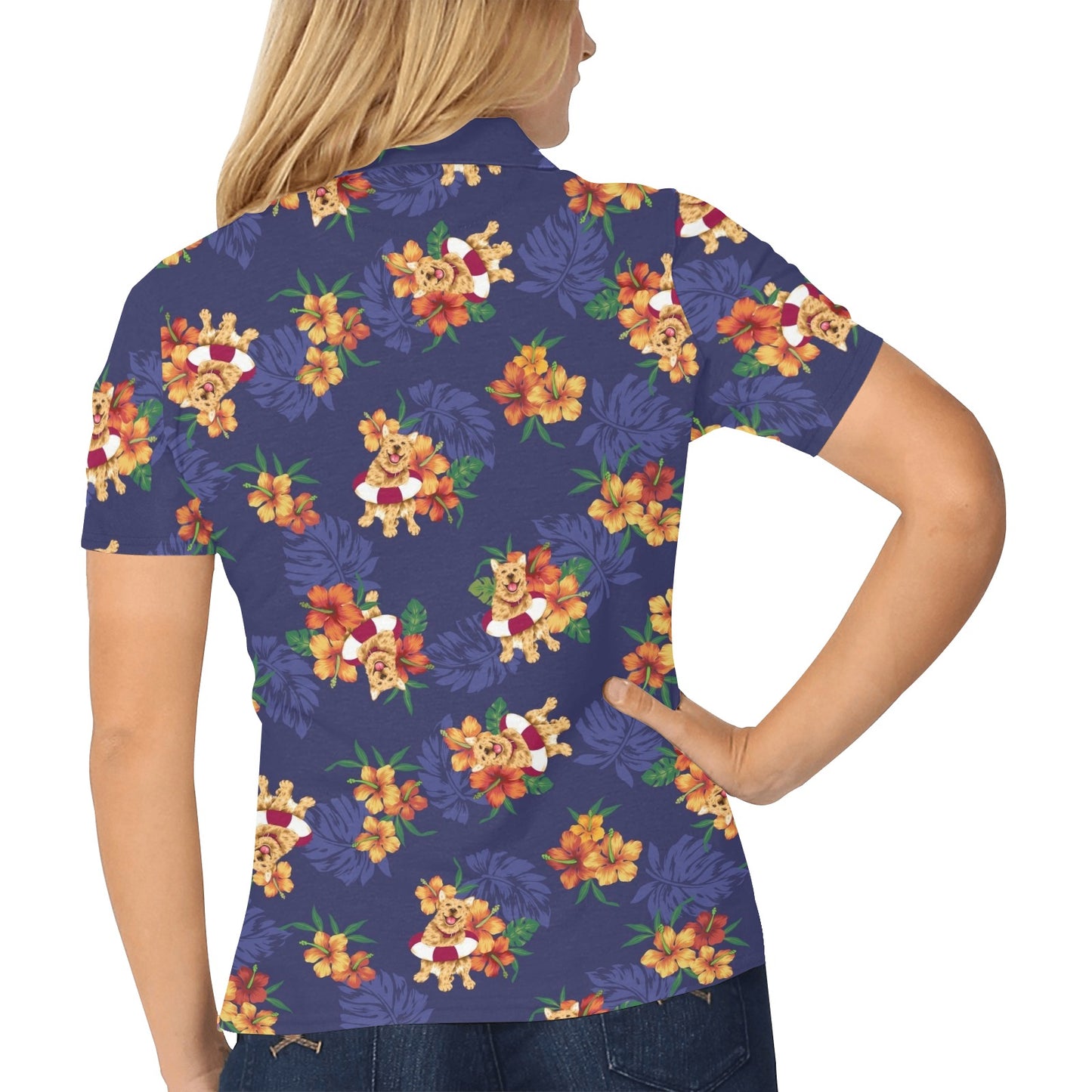 Hawaiian Themed Pattern Print Design H02 Women's Polo Shirt