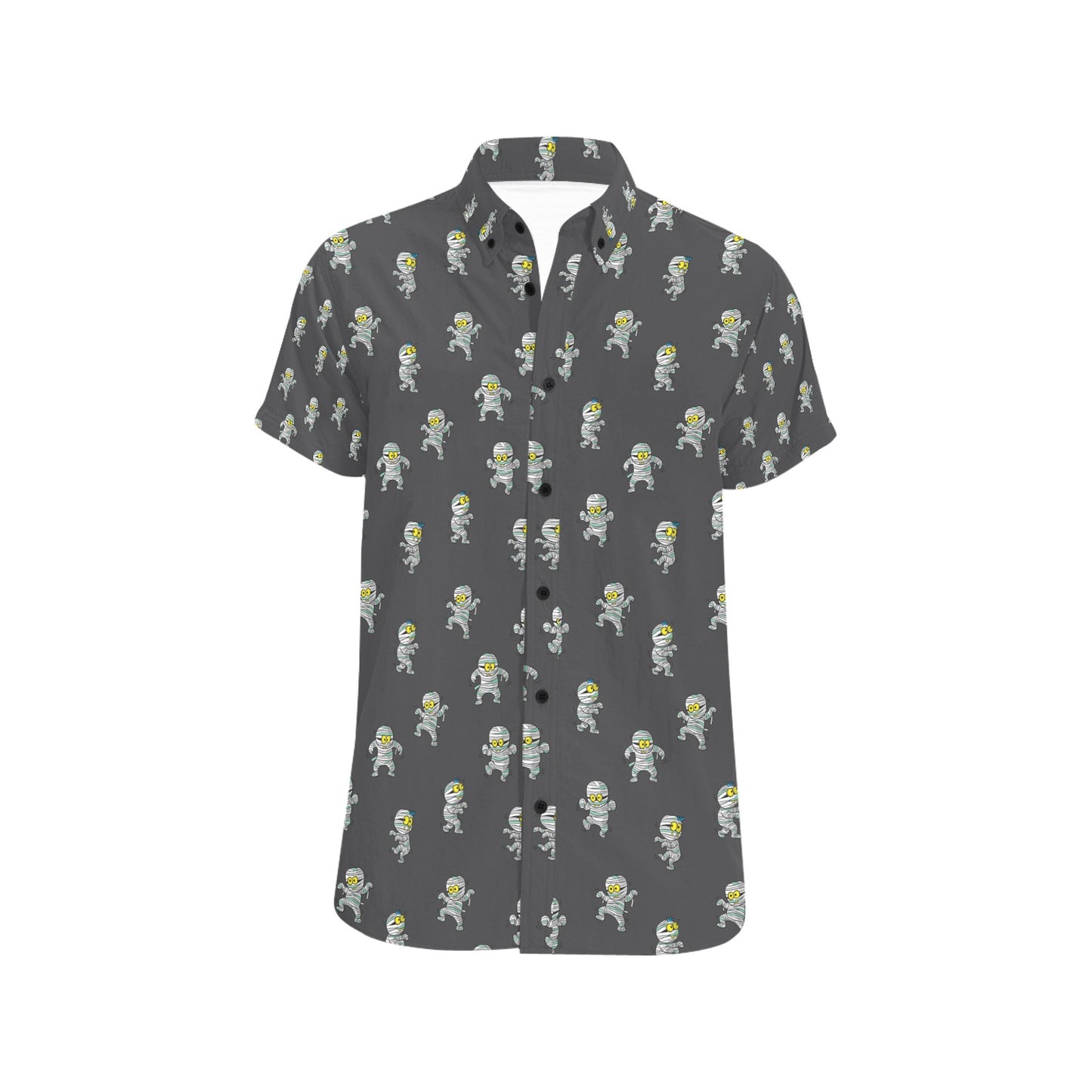 Mummy Print Design LKS305 Men Short Sleeve Button Up Shirt