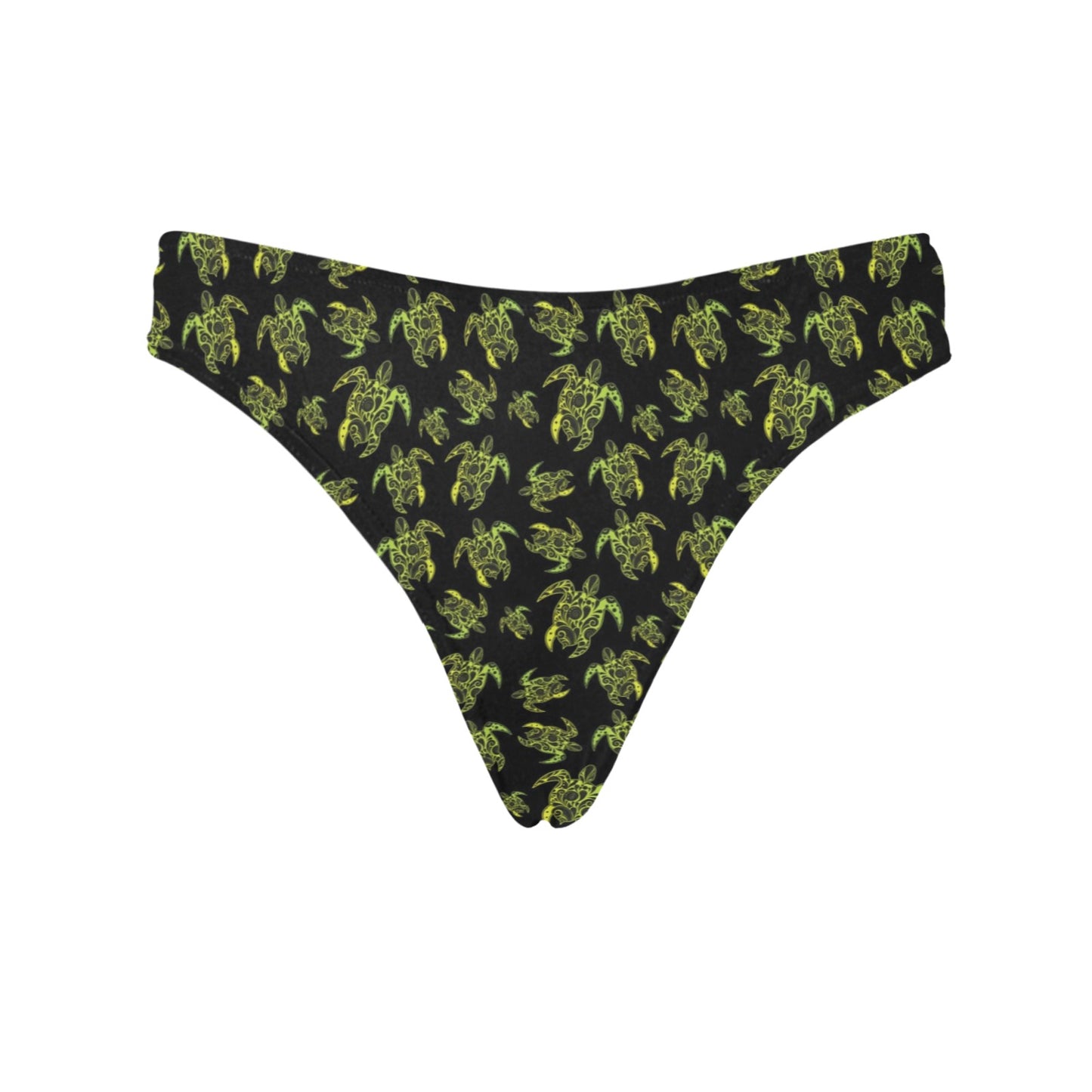 Green Tribal Turtle Polynesian Themed Women's Thongs