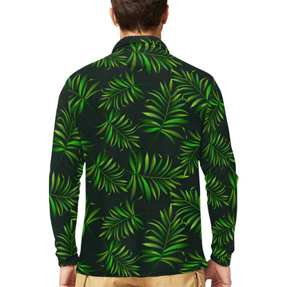 Rainforest Pattern Print Design RF03 Long Sleeve Polo Shirt For Men's