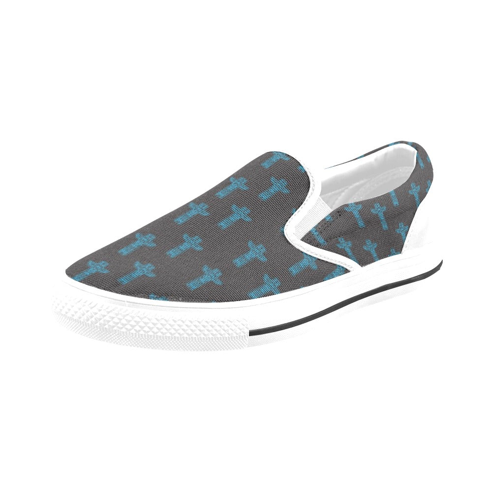 Totem Print Design LKS304 White Slip Ons Canvas Women's Shoes