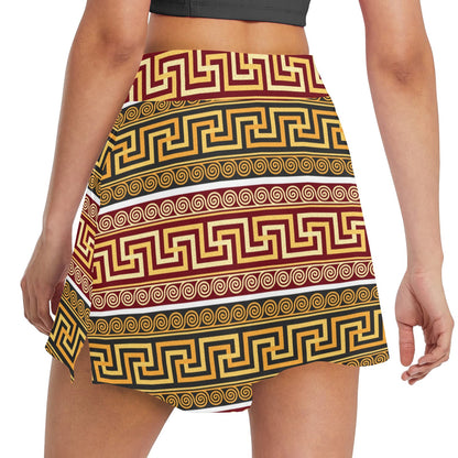 Ancient Greek Pattern Print Design LKS302 17" Golf & Pickleball Skort with Pockets