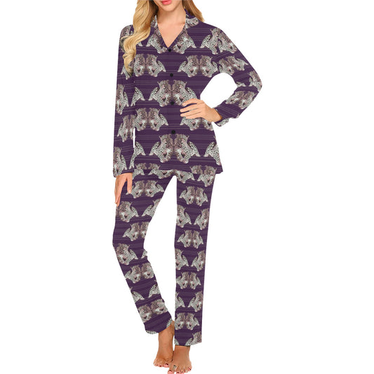 Leopard Pattern Print Design 01 Women's Long Pajama Set