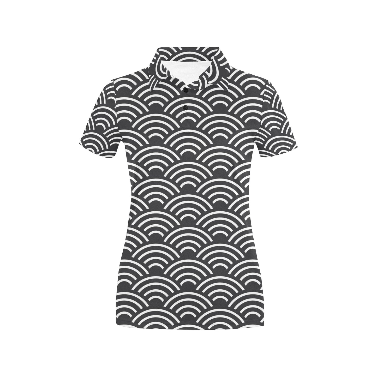 Scales Black White Pattern Print Design 03 Women's Polo Shirt