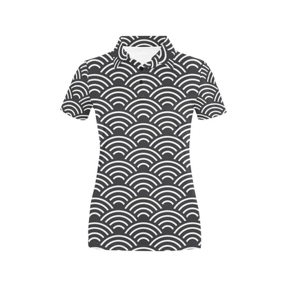 Scales Black White Pattern Print Design 03 Women's Polo Shirt