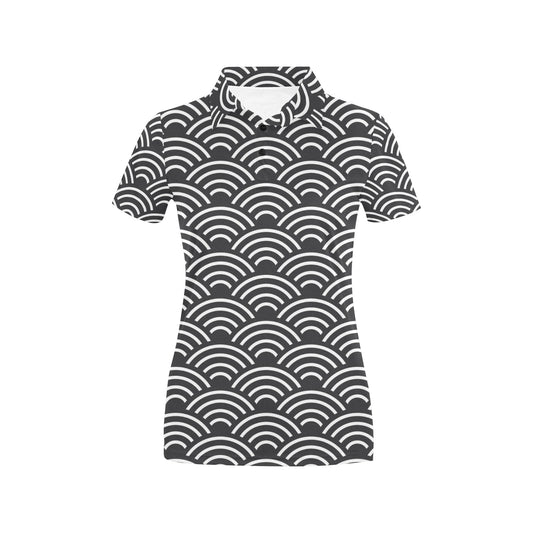 Scales Black White Pattern Print Design 03 Women's Polo Shirt