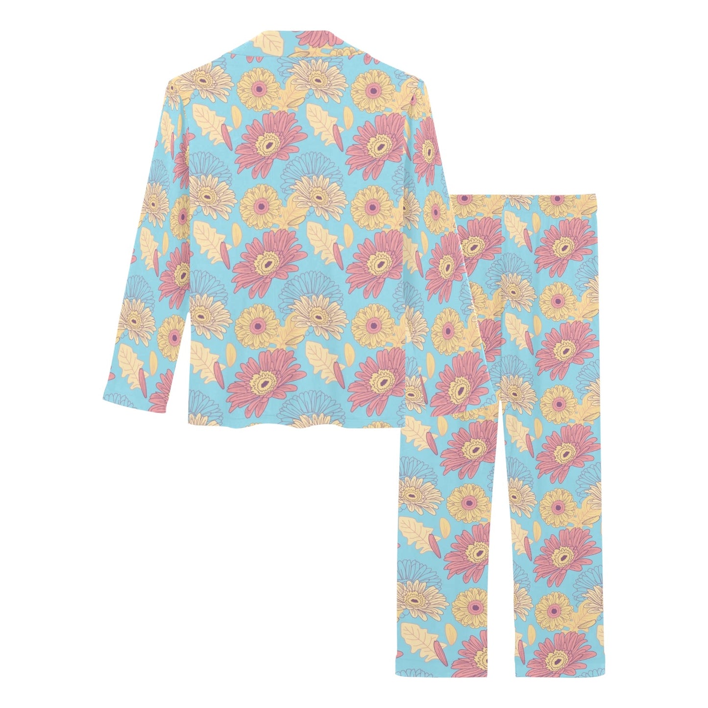 Gerberas Pattern Print Design GB04 Women's Long Pajama Set