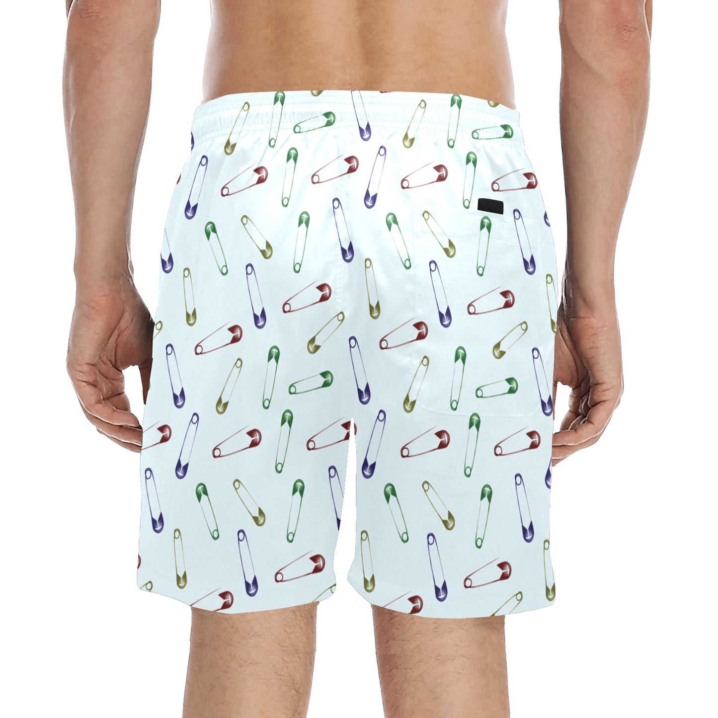 Safety Pin Print Design LKS303 Men's Swim Trunks Beach Shorts