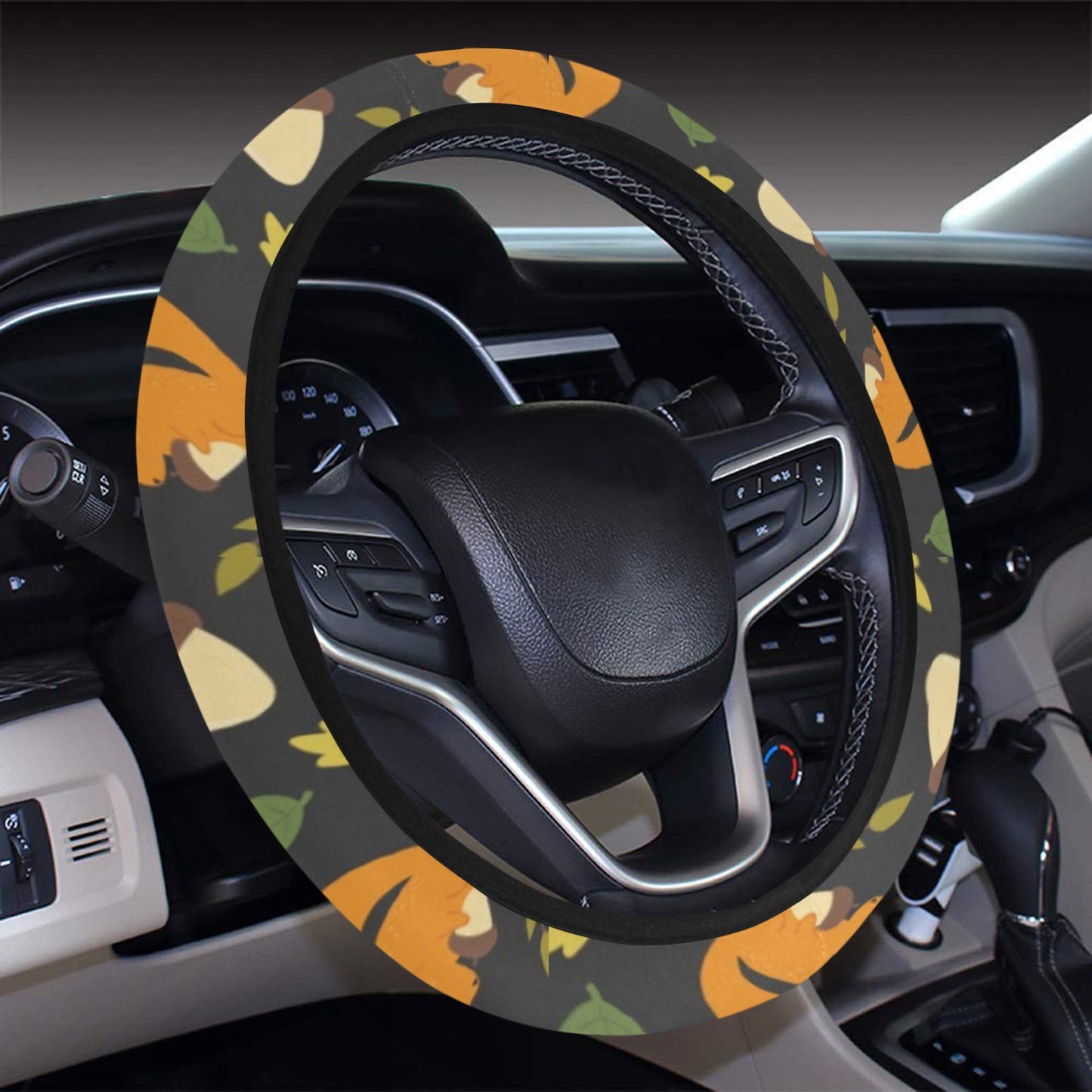 Squirrel Print Design LKS301 Steering Wheel Cover with Elastic Edge