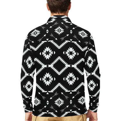 Native Pattern Print Design A04 Long Sleeve Polo Shirt For Men's