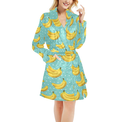 Banana Pattern Print Design BA02 Women's Fleece Robe