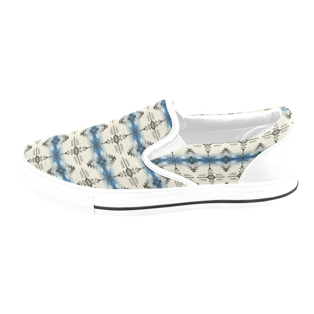 Southwest Pattern Print Design LKS304 White Slip Ons Canvas Women's Shoes